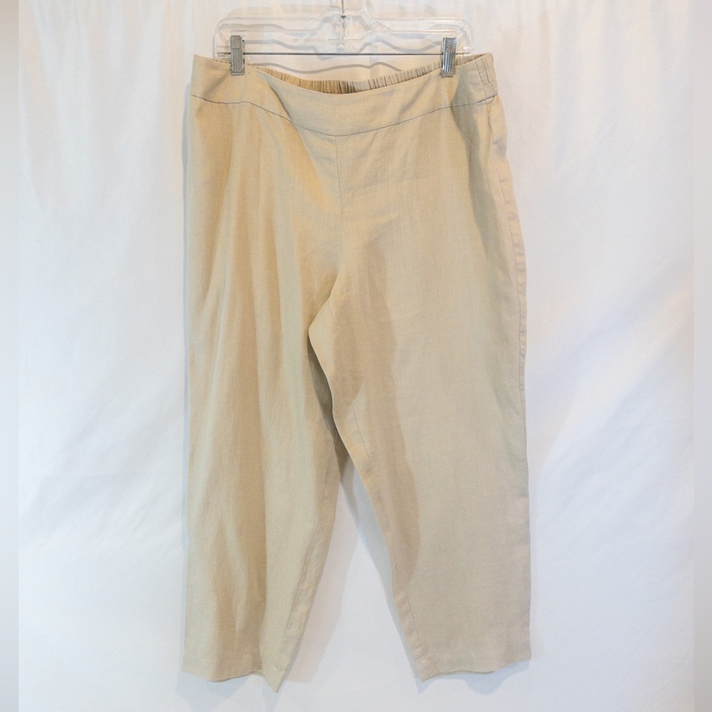 Eileen Fisher Linen Flat front cropped pant - large